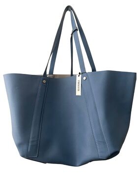 Zara Blue Reversible Faux Leather Tote